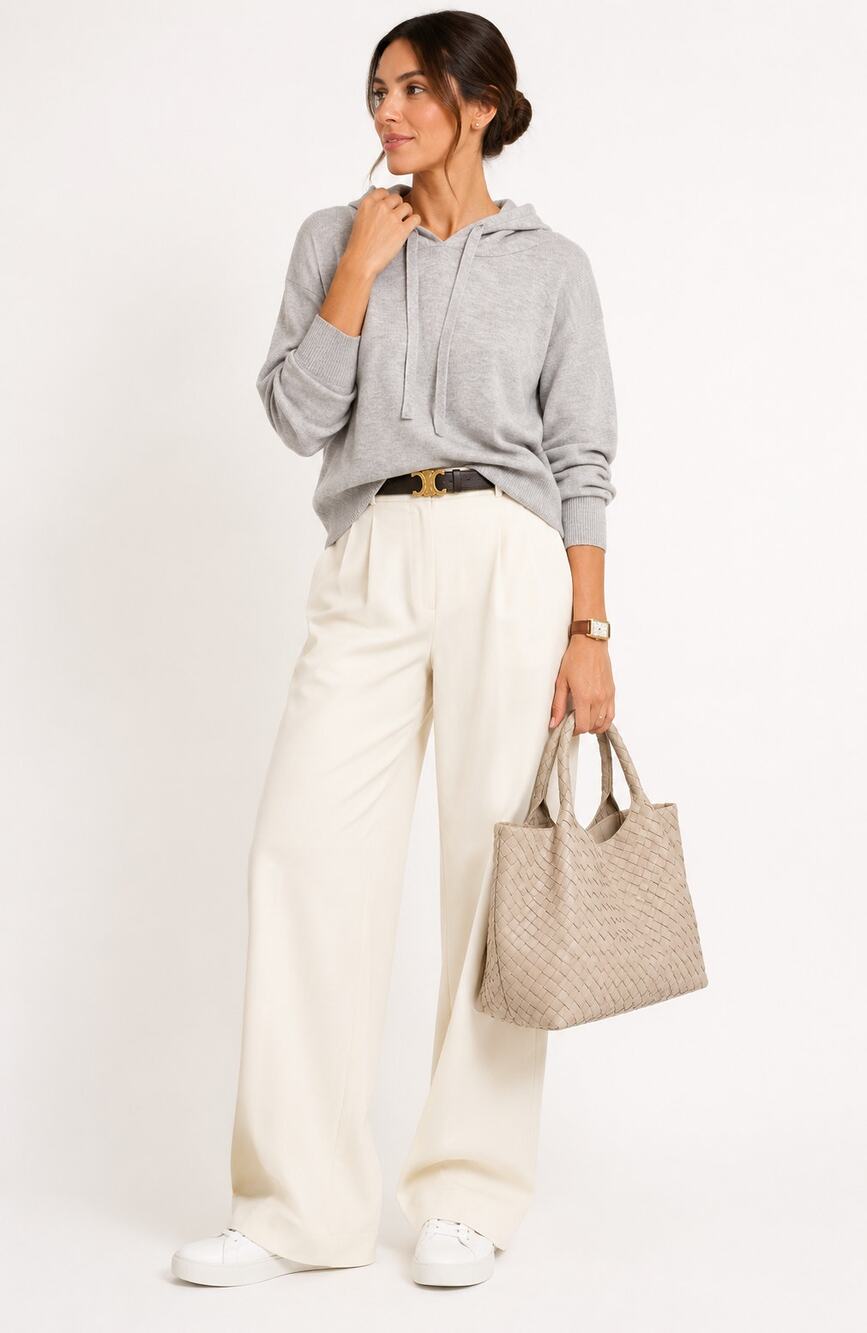 Member's Mark Cashmere Blend Hoodie Sweater Large Gray Heather Soft Pullover